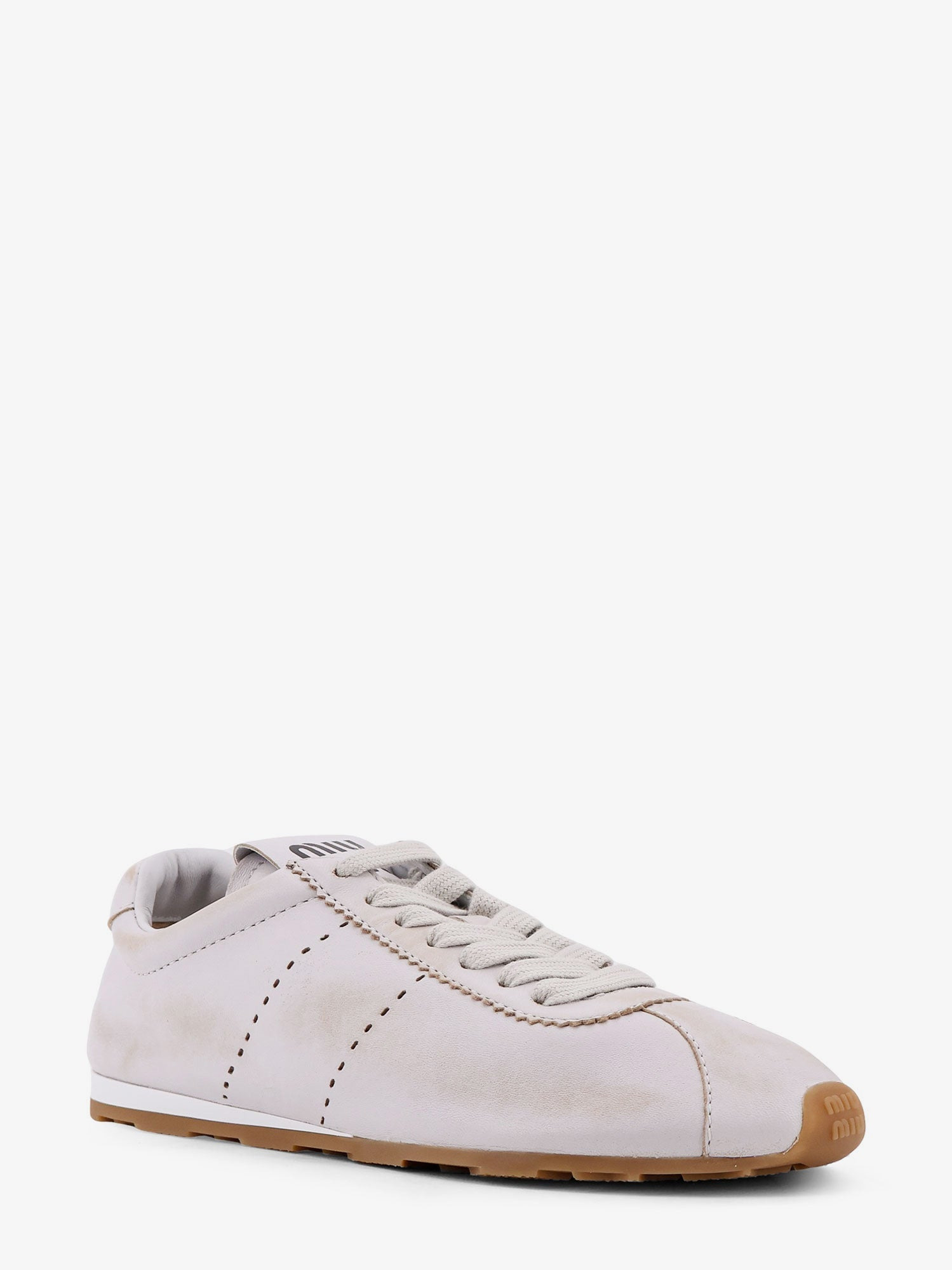 Miu Miu Women Plume Low-Top Leather Sneakers - 2