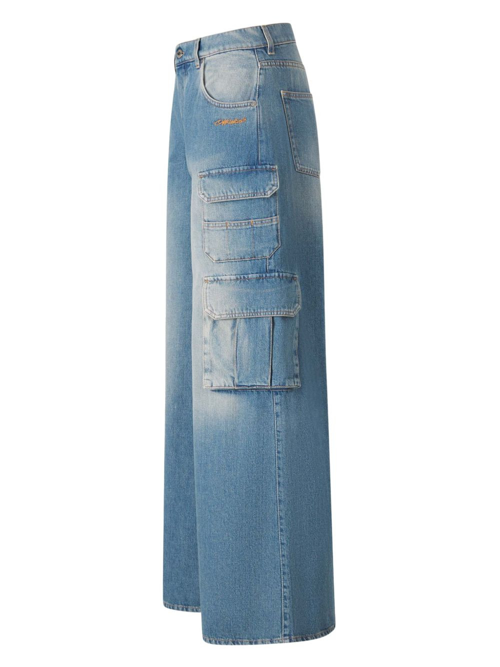 logo-embroidered cargo jeans - 3