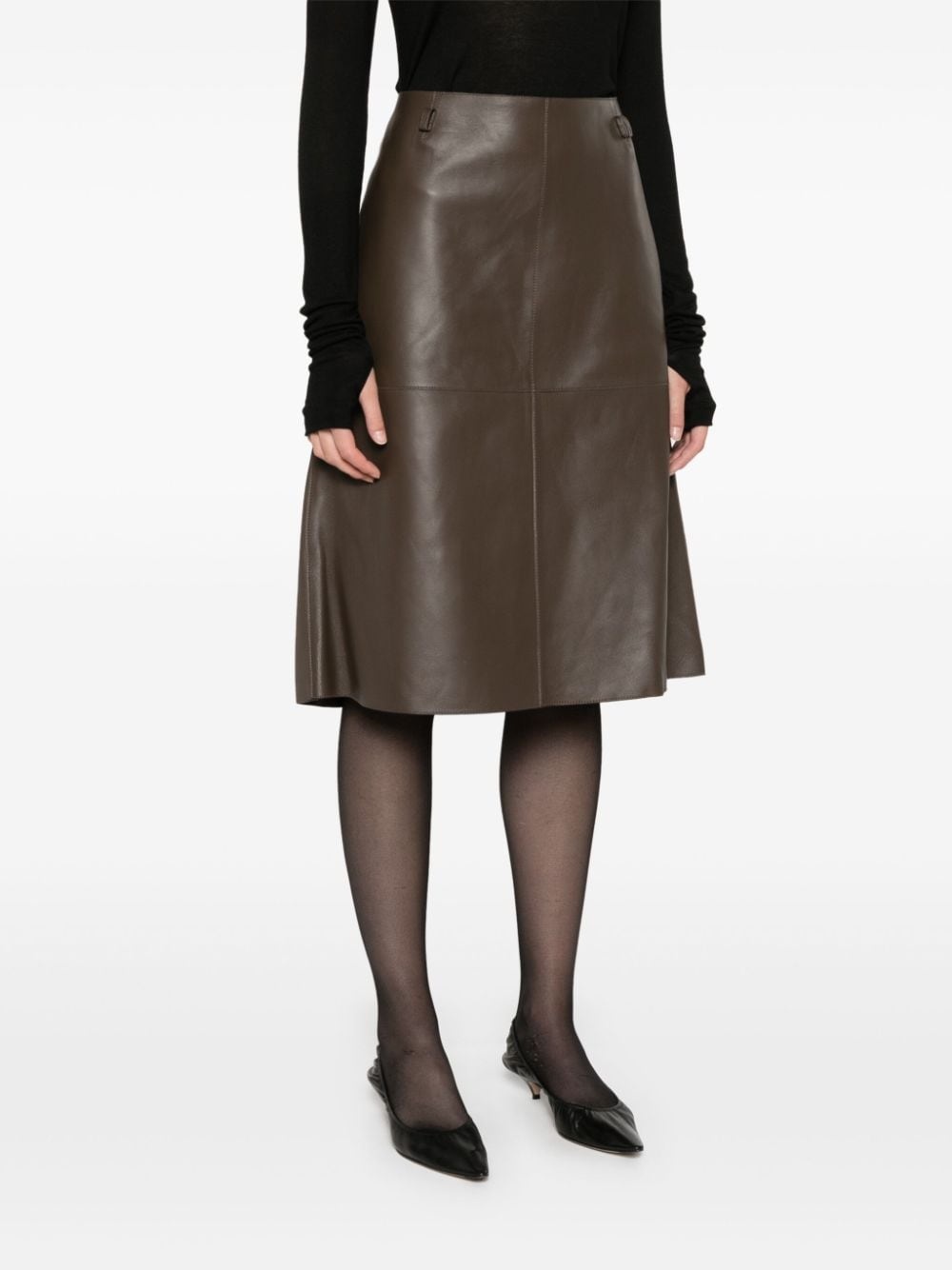 leather midi skirt - 3