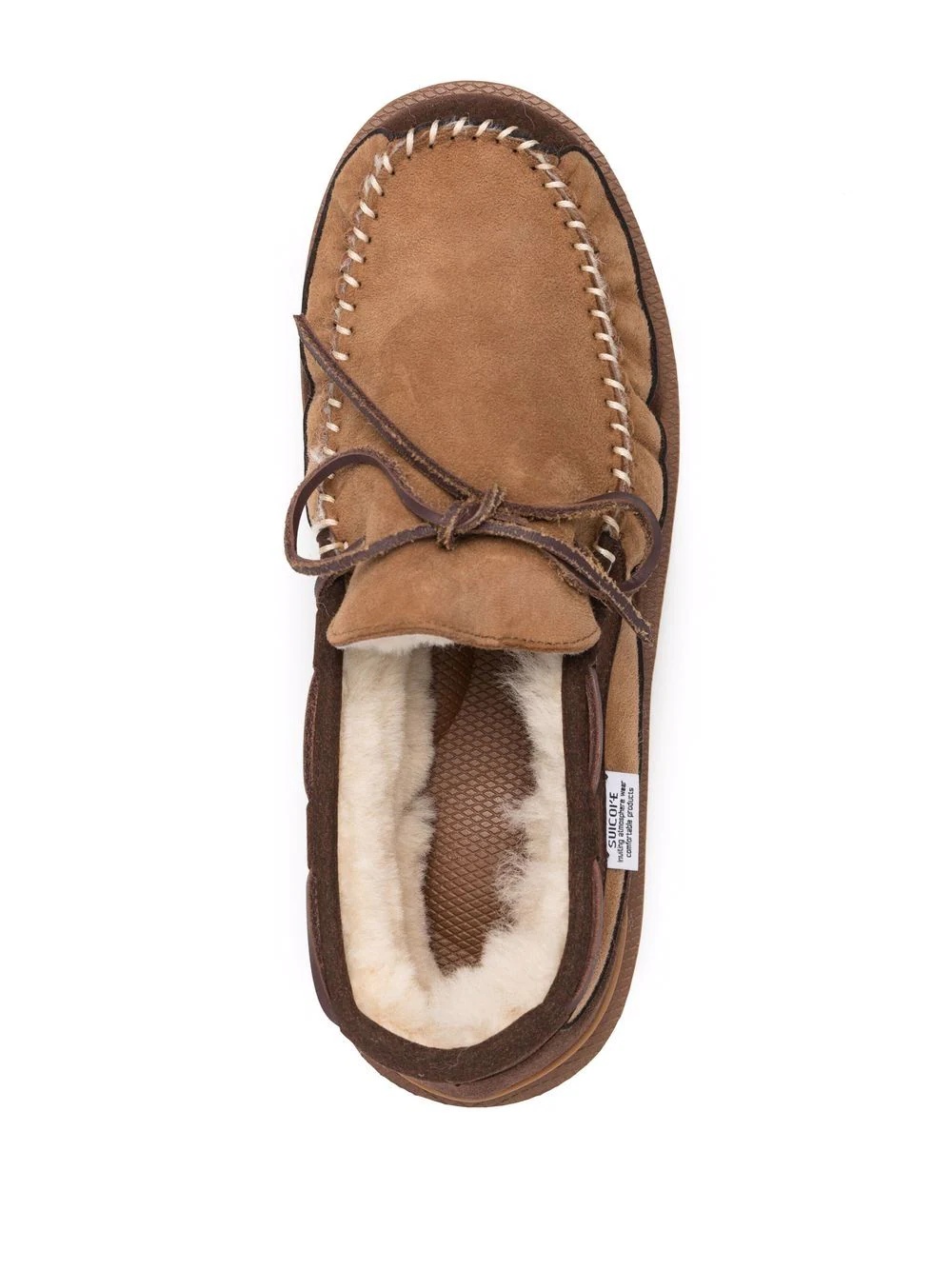 fur-lined suede loafers - 4