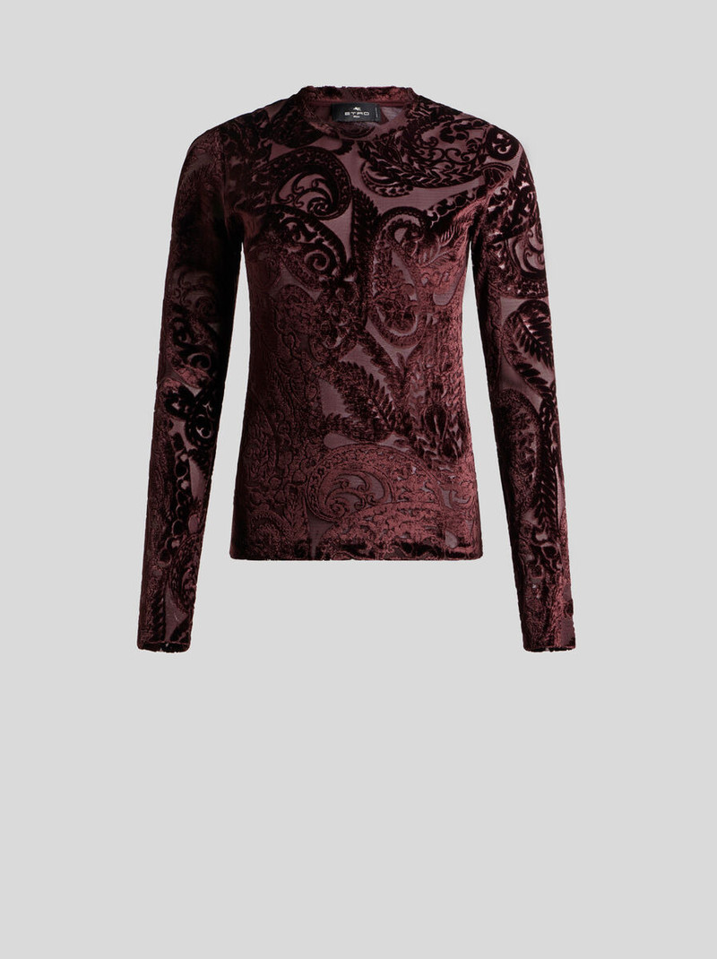 JACQUARD CHENILLE SWEATER WITH LACE EFFECT 1