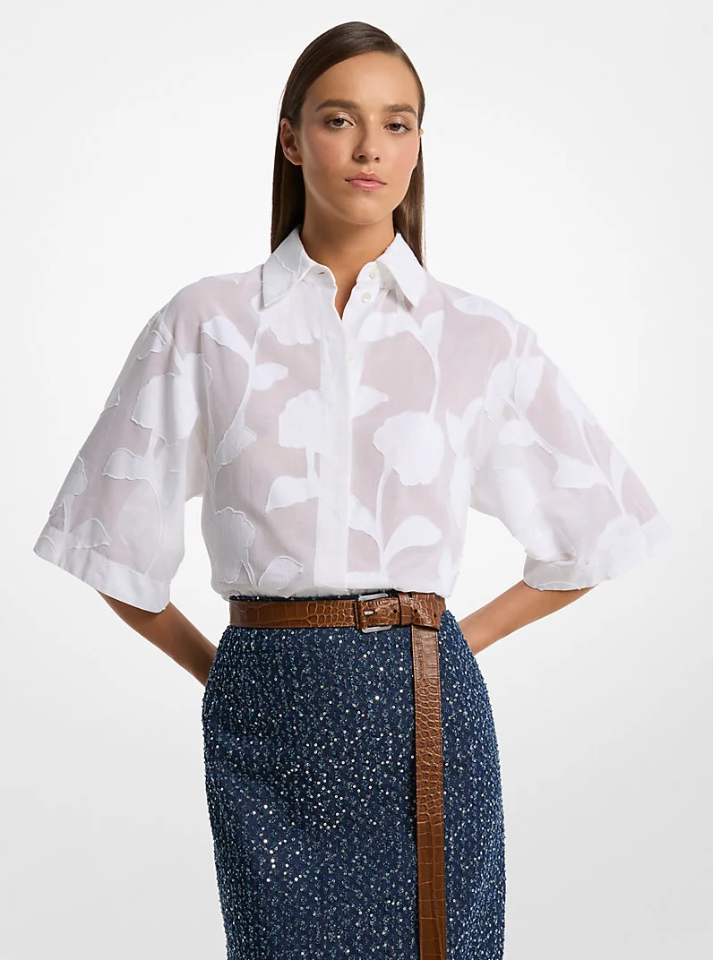 Floral Fil Coupé Cotton Shirt - 1