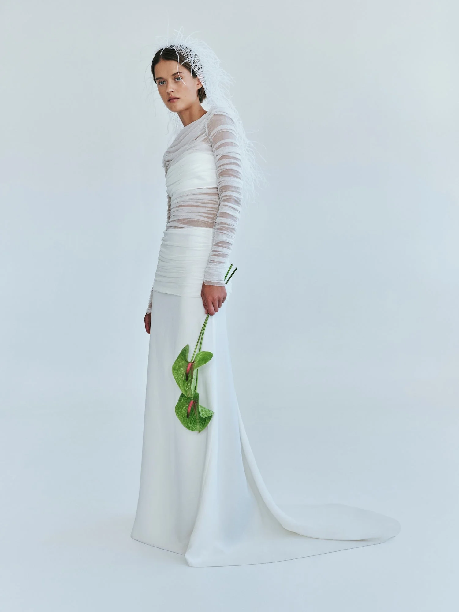 Veiled Tulle Overlay Gown - 1