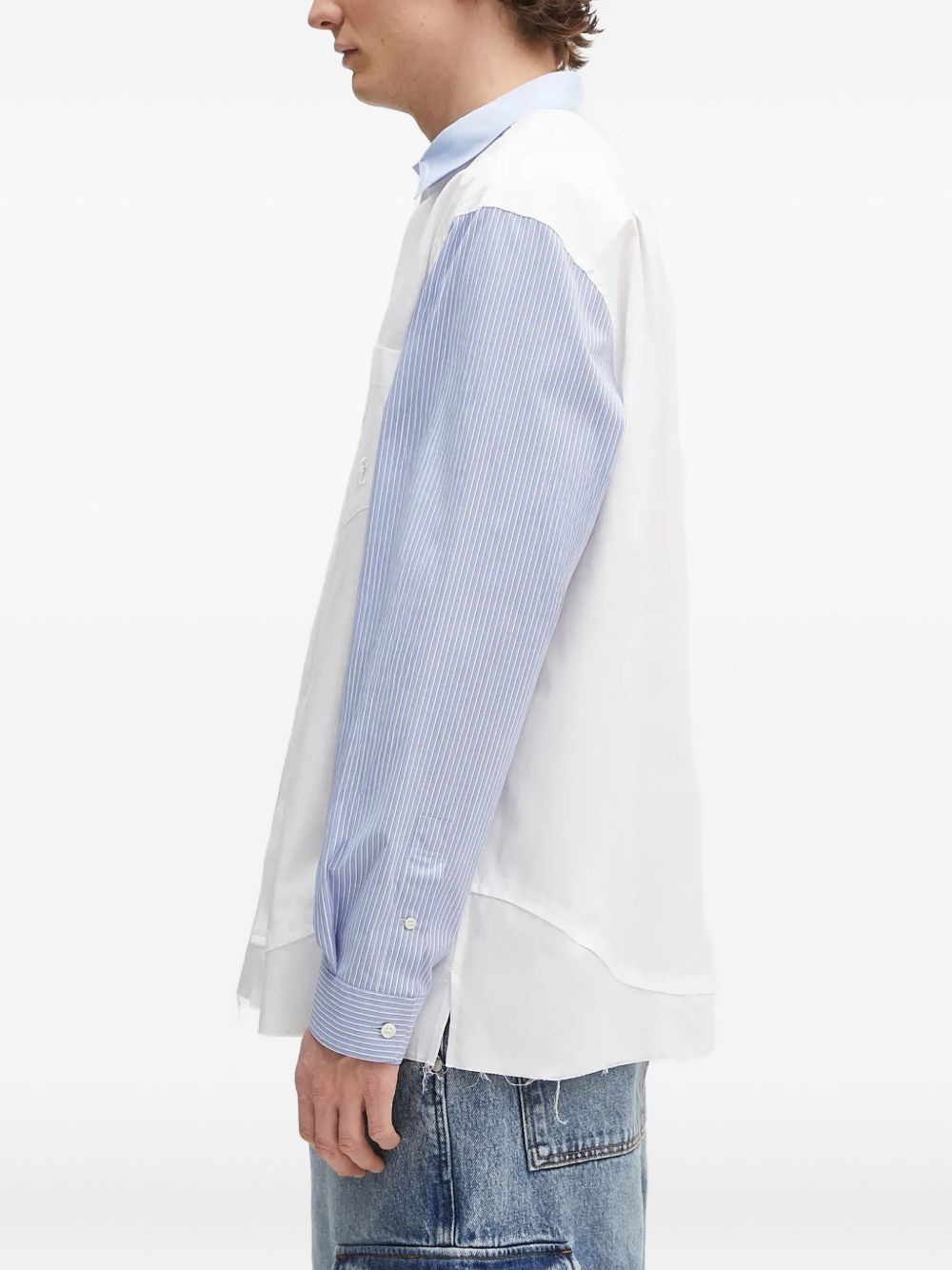striped-panel shirt - 2
