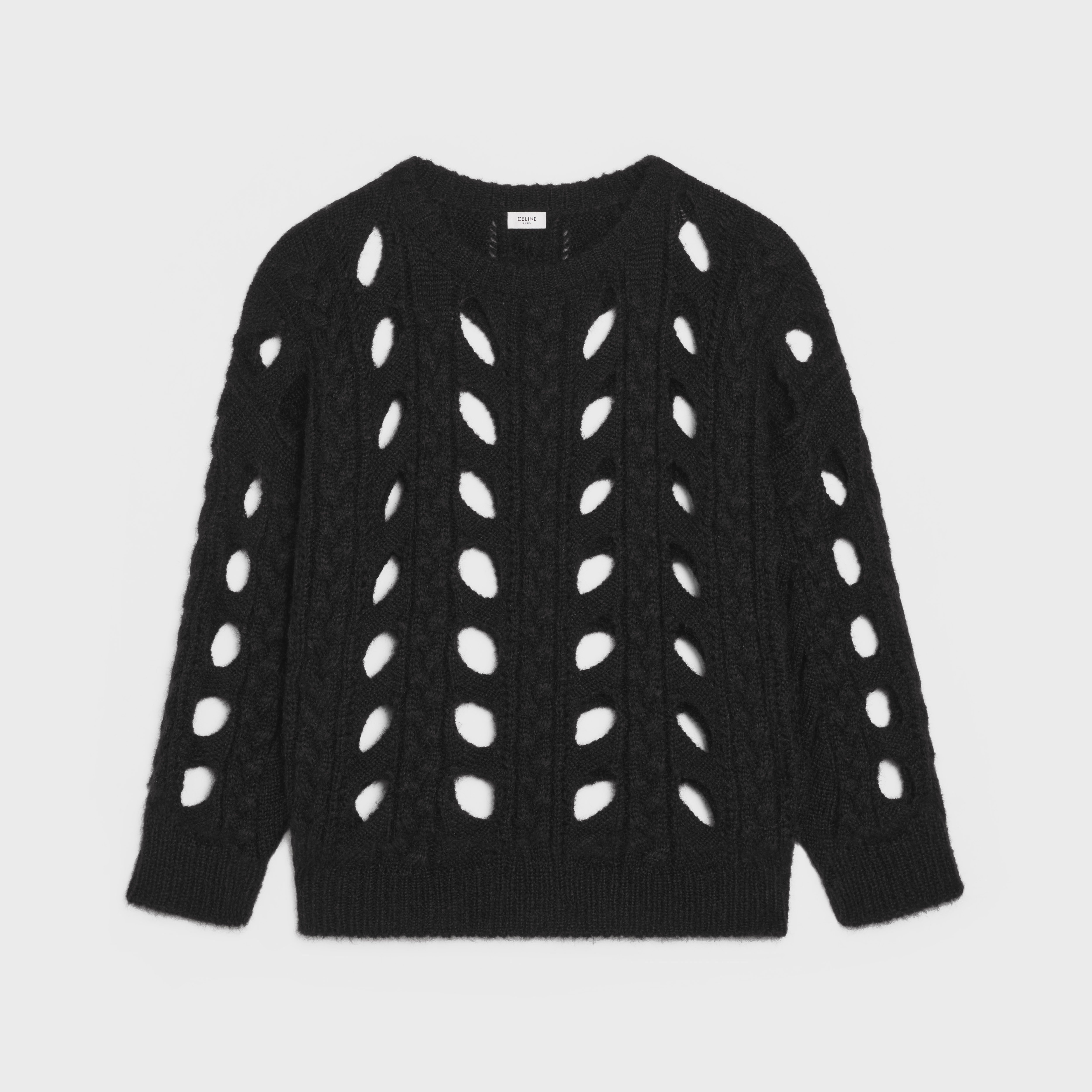 BOXY SWEATER IN CABLE-KNIT MOHAIR - 1