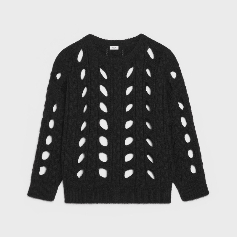 BOXY SWEATER IN CABLE-KNIT MOHAIR 1