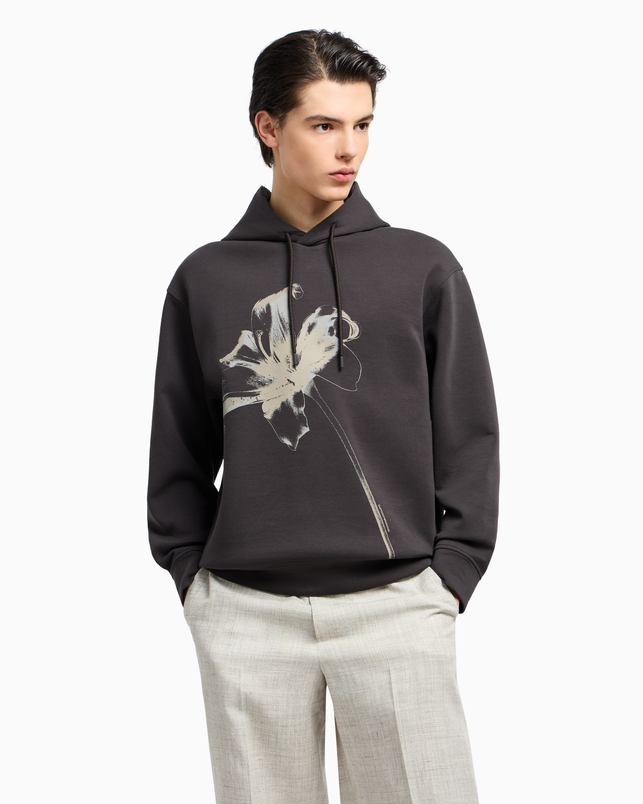 LOOSE-FIT HOODED SWEATSHIRT IN DOUBLE JERSEY WITH AN OVERSIZED LILY PRINT - 2