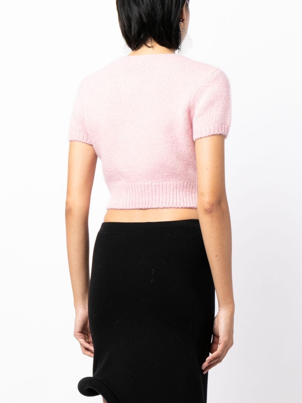 chain-detail cropped knitted top - 4