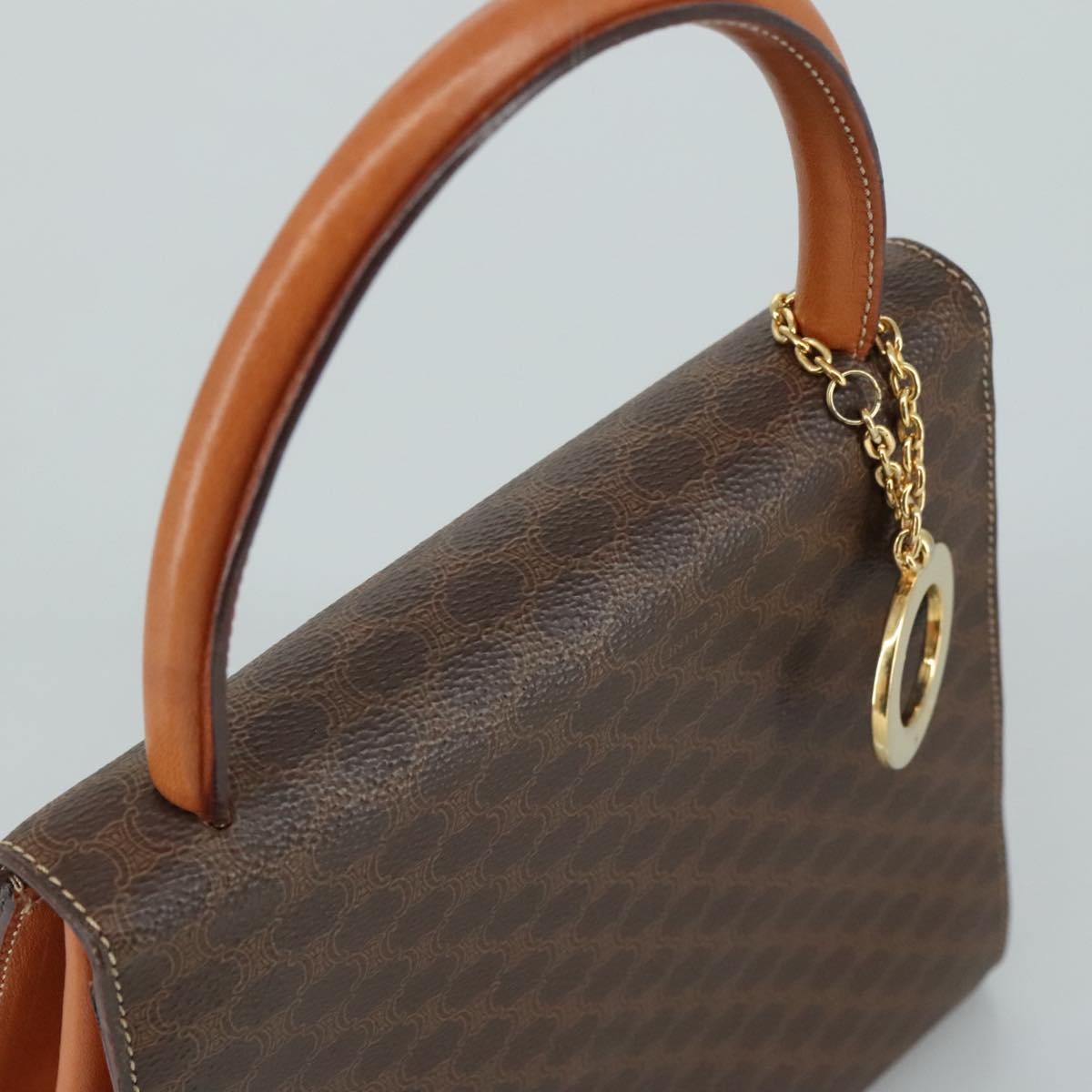 CELINE Macadam Canvas Hand Bag Pvc Leather Brown - 6