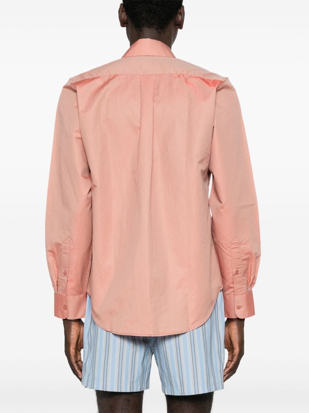 logo-embroidered metallic shirt - 5