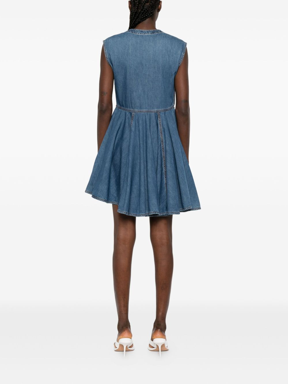 wrap-front flared mini dress - 4