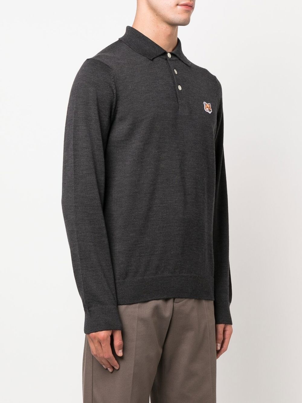 logo-patch fine-knit polo - 3