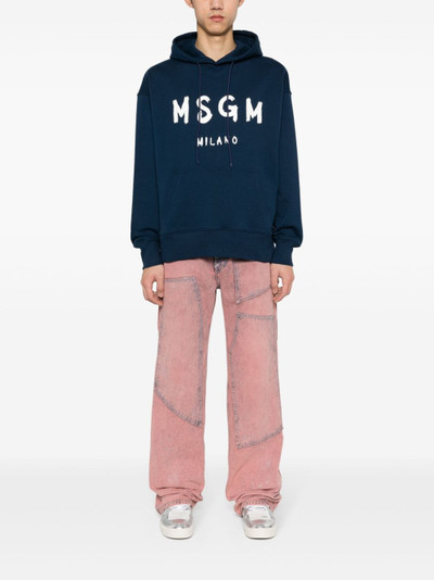 MSGM logo-printed cotton hoodie outlook