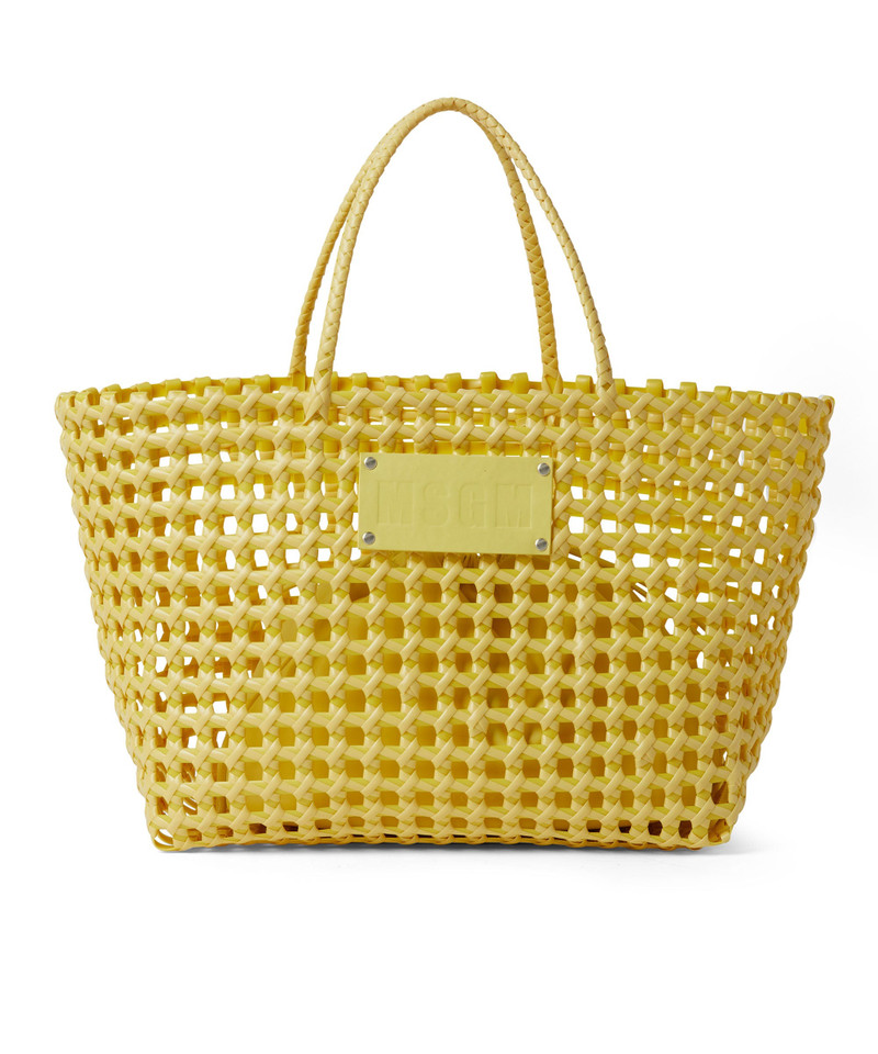 Faux leather basket net bag with accompanying mini pouch 1