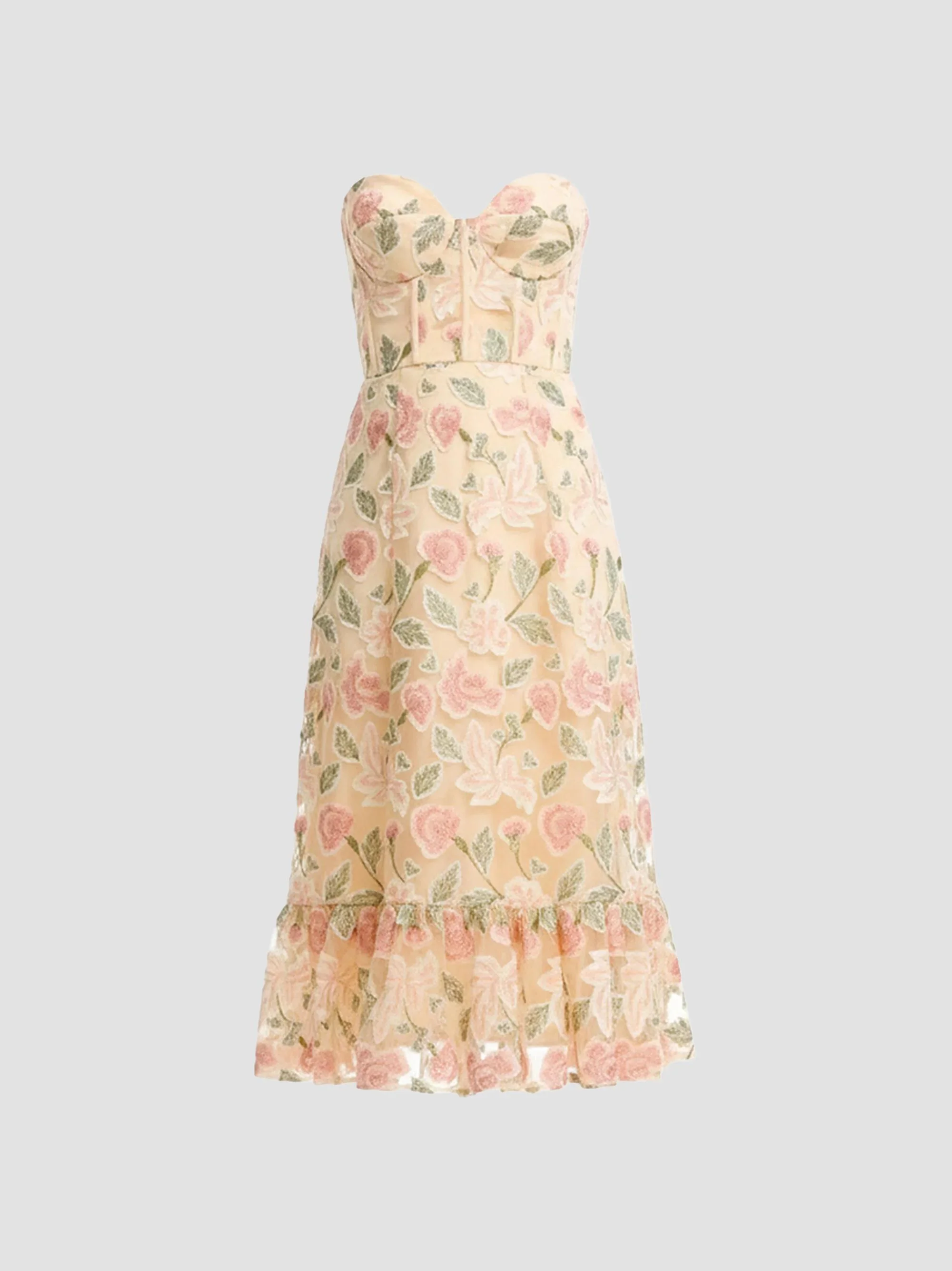 Women's Carina Floral Strapless Midi Dress - Blush Multi - 1