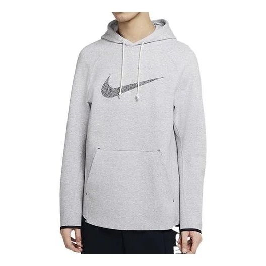 Men's Nike Solid Color Alphabet Logo Printing Hooded Long Sleeves Gray CK2977-902 - 1