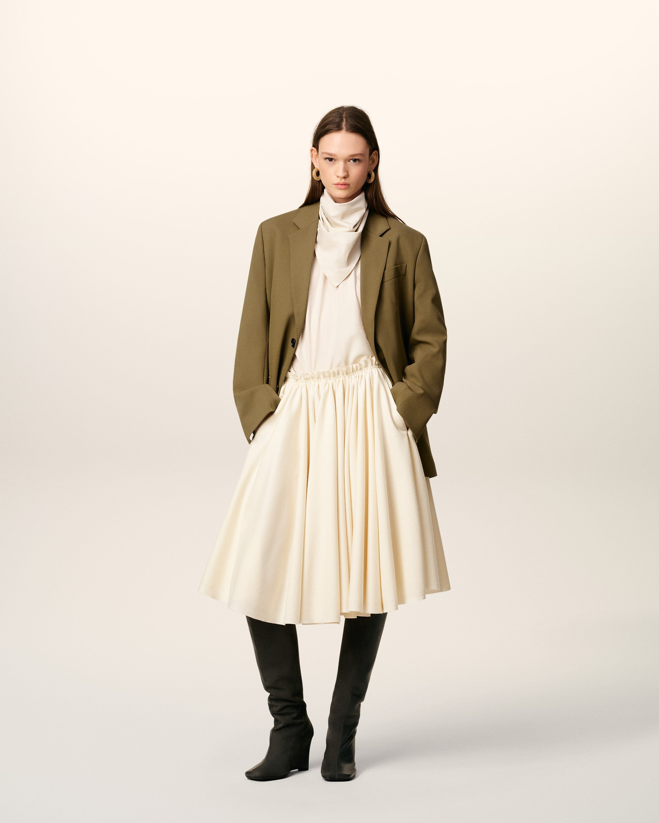 GREEN WOOL LOOSE SINGLE BREASTED JACKET - 13
