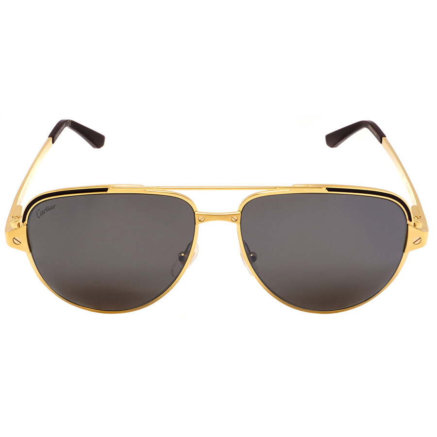 Cartier Santos de Cartier Polarized Brown Pilot Men's Sunglasses CT0192S 003 60 - 2