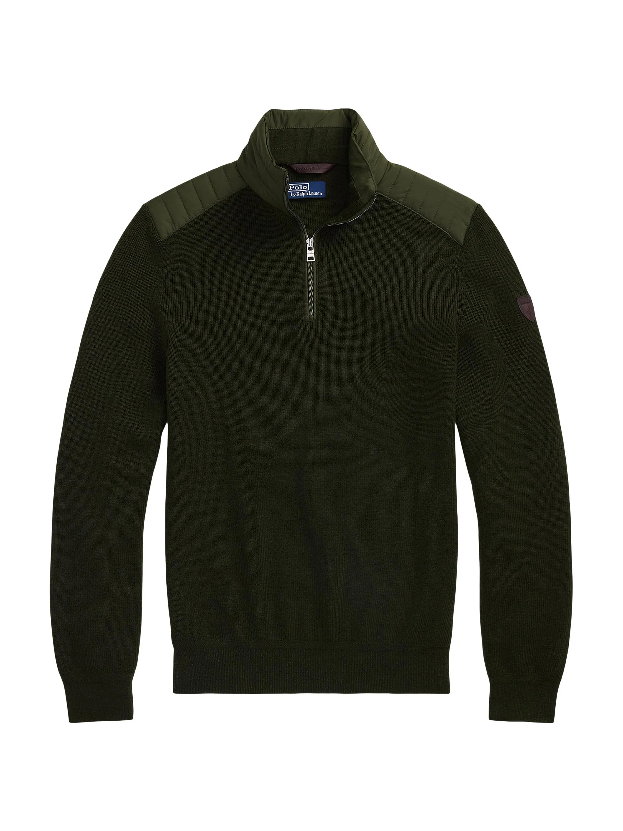 Men's Merino Wool Quarter-Zip Sweater - Olive Combo - 1
