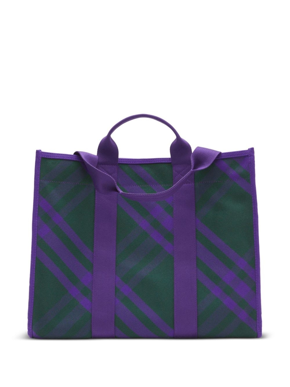 check-pattern leather tote bag - 3