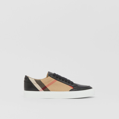 Burberry House Check Cotton and Leather Sneakers outlook