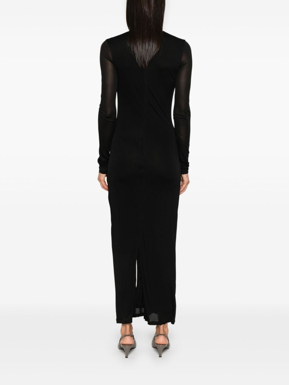 draped v-neck dress - 4
