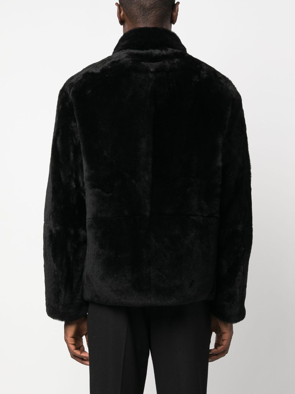 triangle-logo shearling jacket - 4