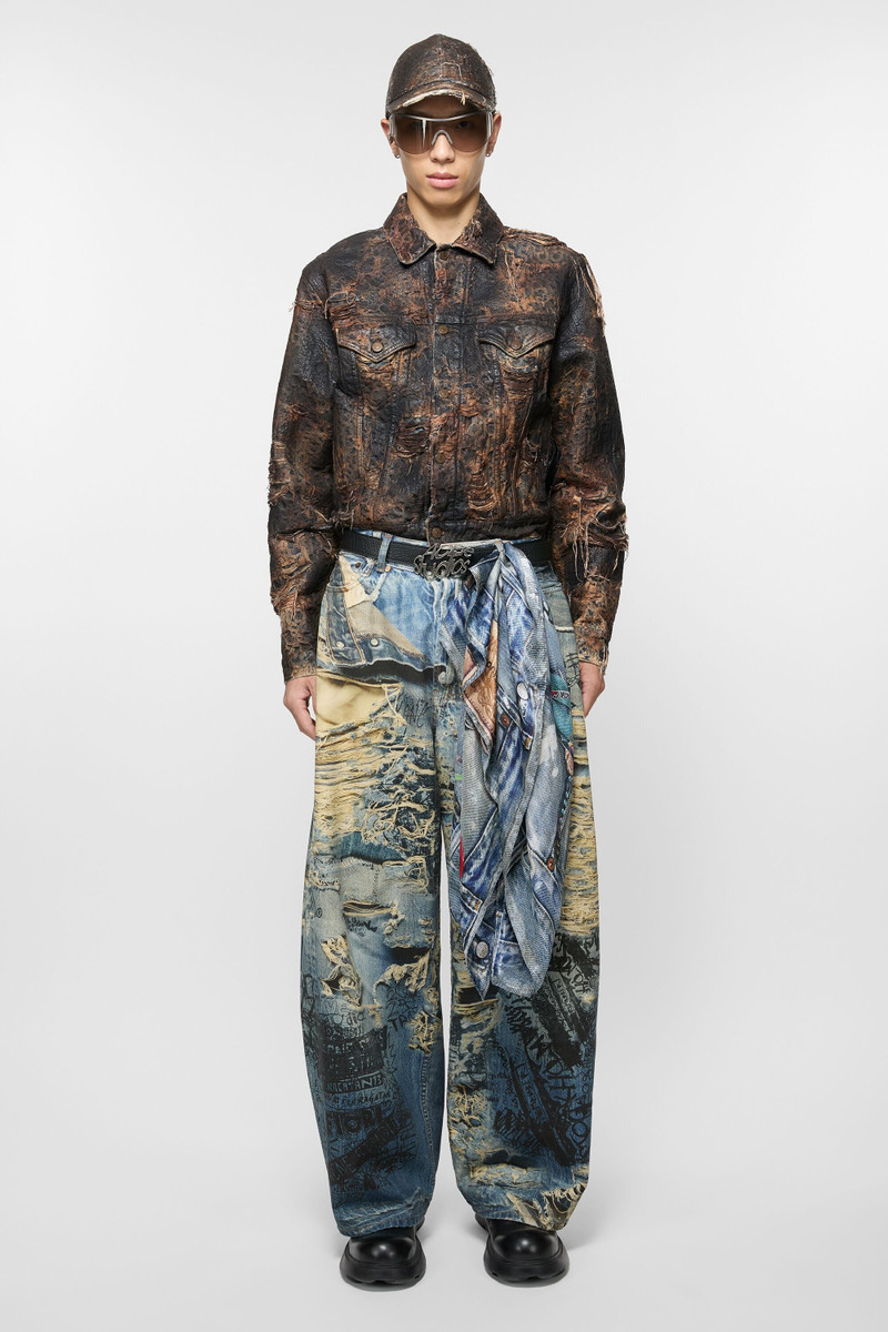Acne Studios Distressed monogram denim jacket - Regular fit - Brown outlook