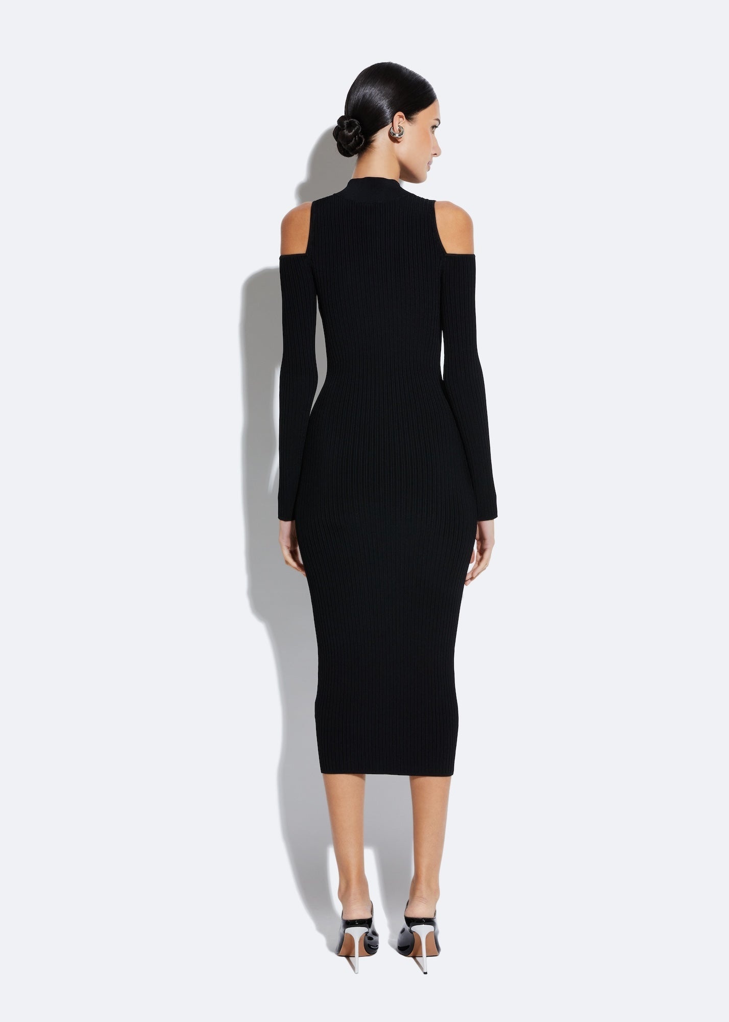 Shiny Viscose Mock Neck Dress - 3