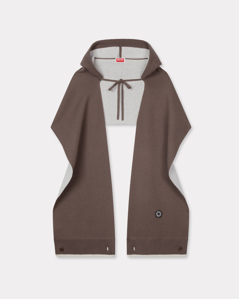 'Boke Flower 2.0' embroidered hooded scarf in wool and cotton 1