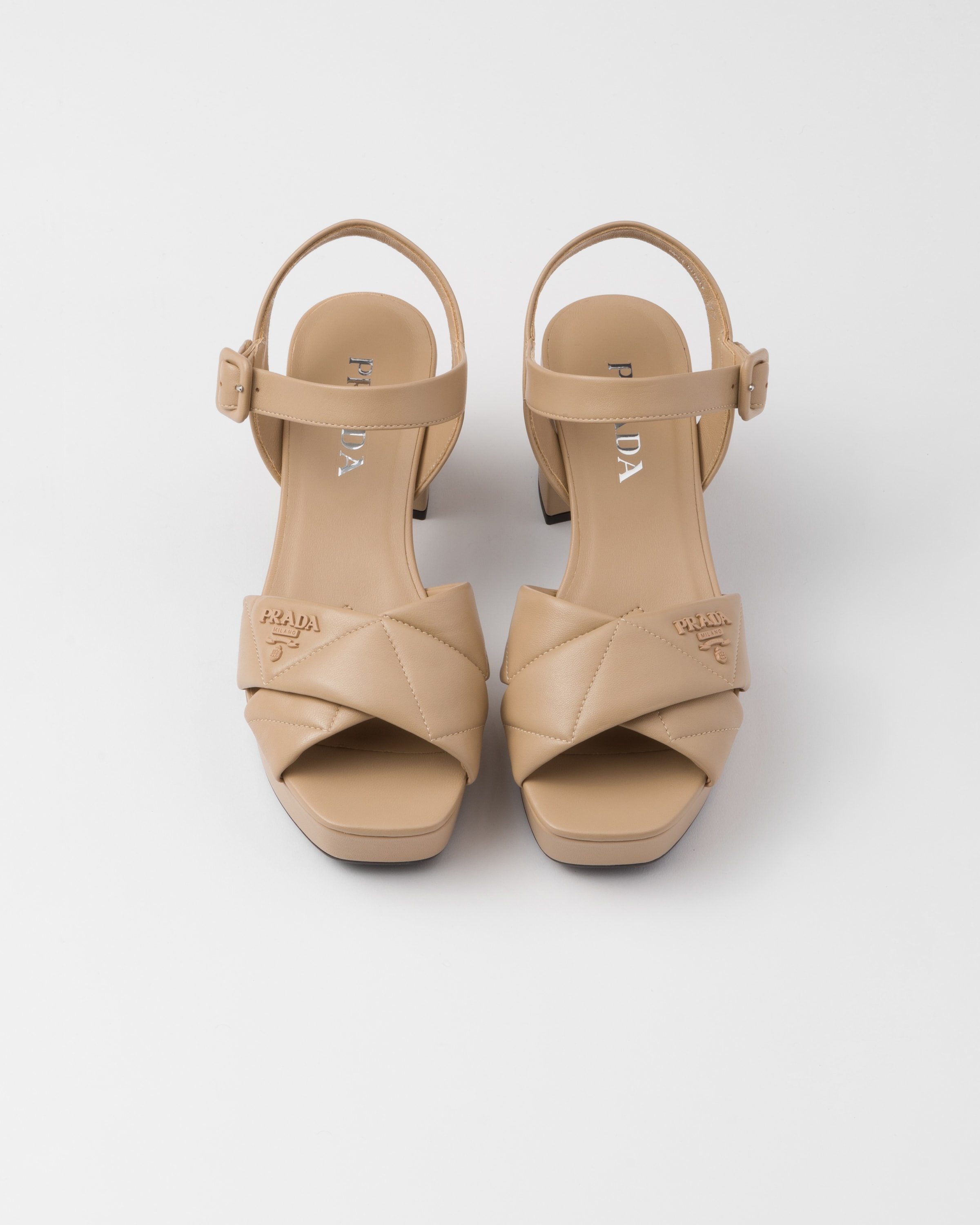 Quilted nappa leather platform sandals - 3