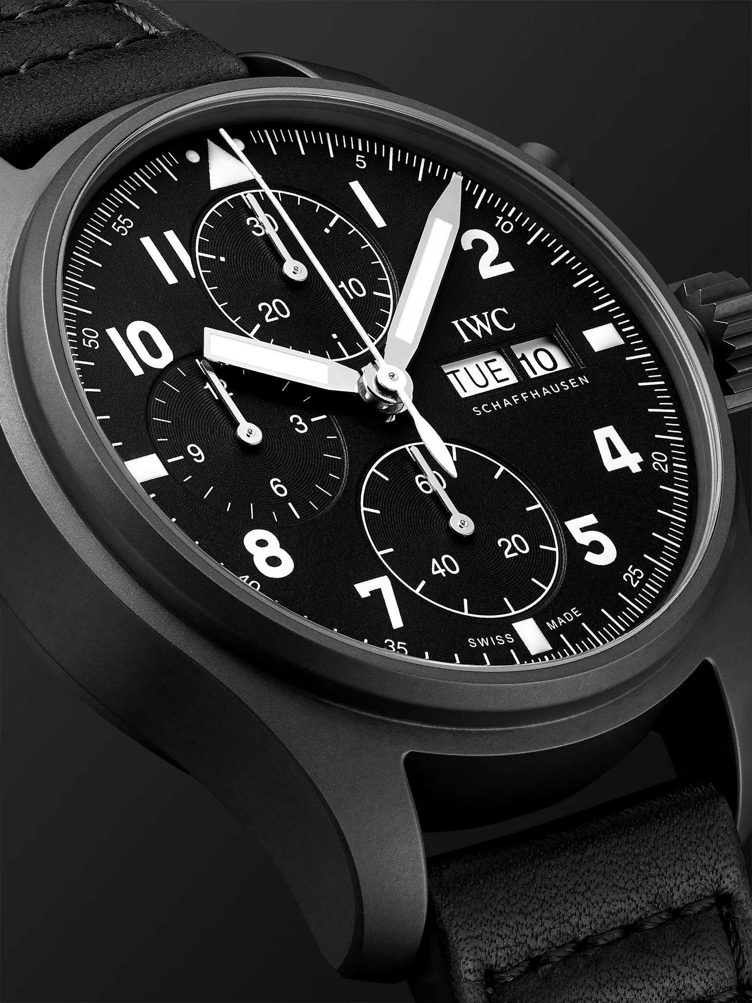 Pilot's Limited Edition Automatic Chronograph 41.1mm Ceratanium and Leather Watch, Ref. No. IW387905 - 6