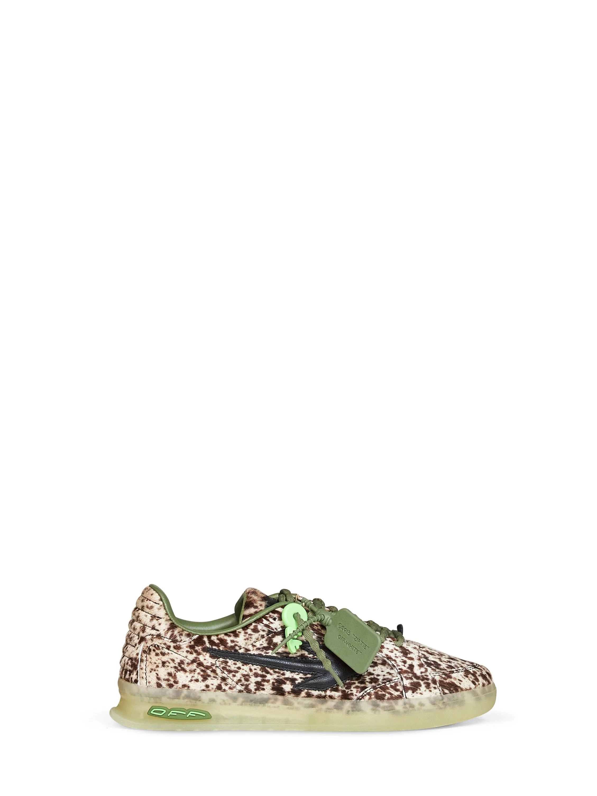 Off White Men White And Black Printed Calf Hair End Of Play Sneakers - 1