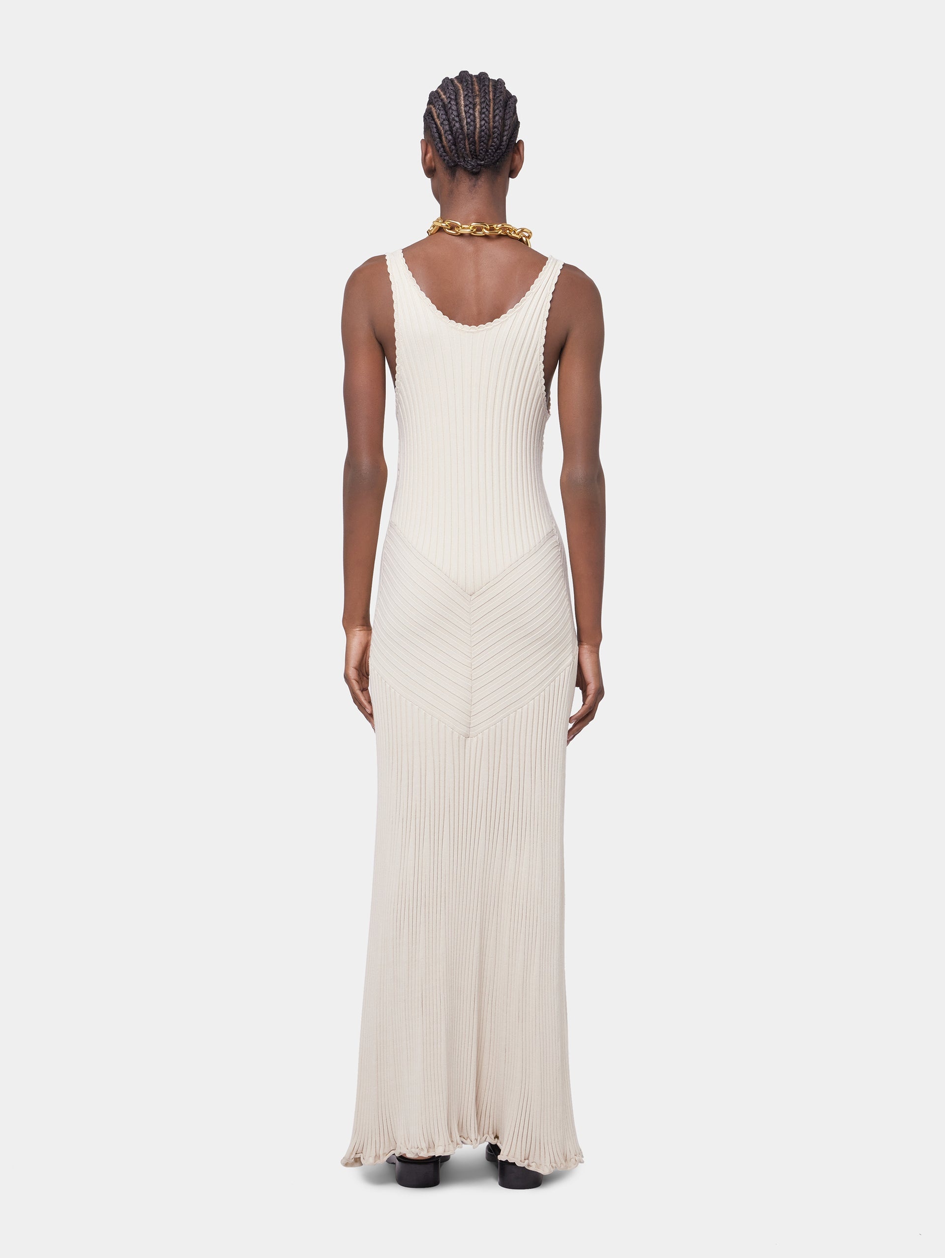 ECRU LONG DRESS IN VISCOSE KNIT - 4