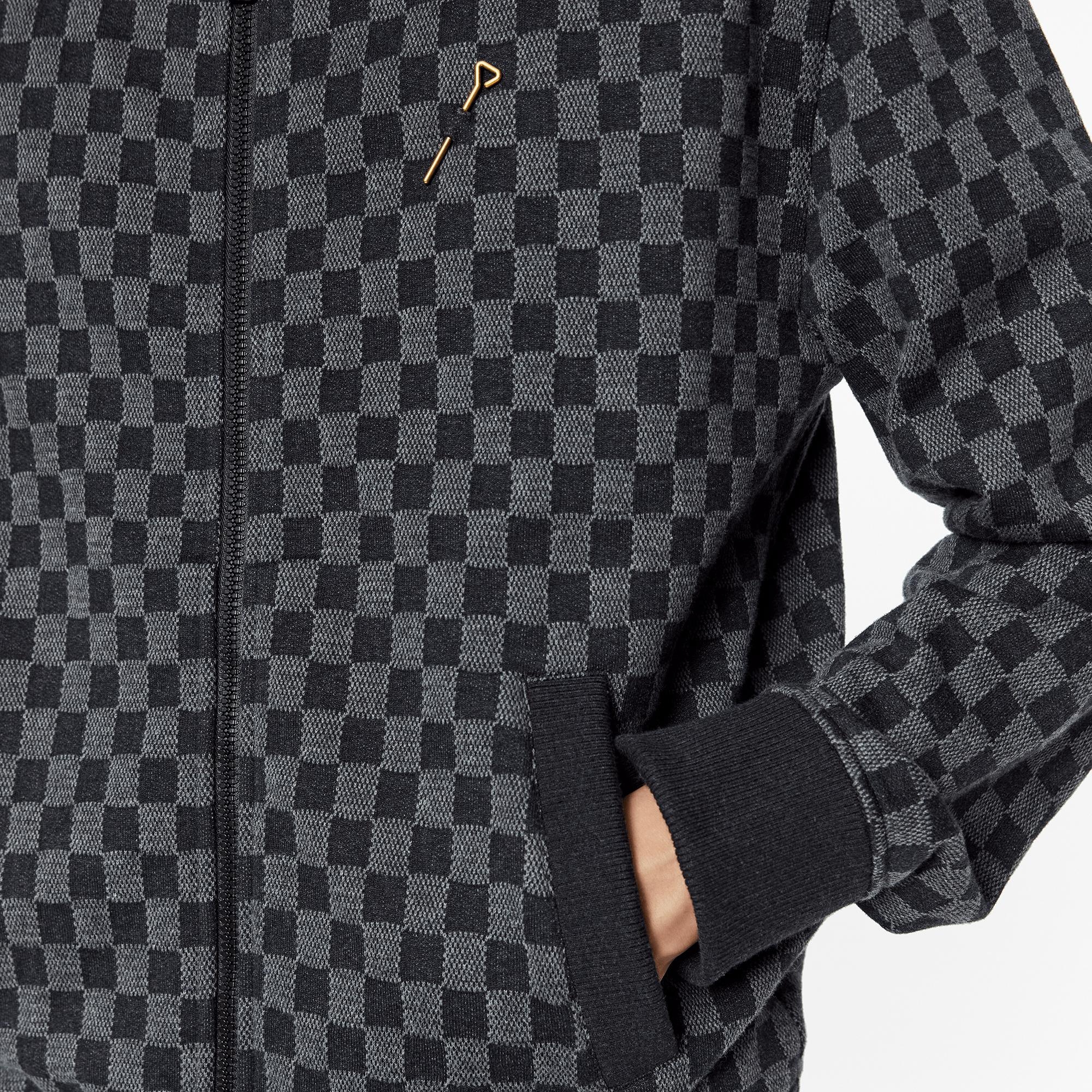 LOUIS VUITTON Damier Signature Zip-through Cardigan Dark Grey. Size L0