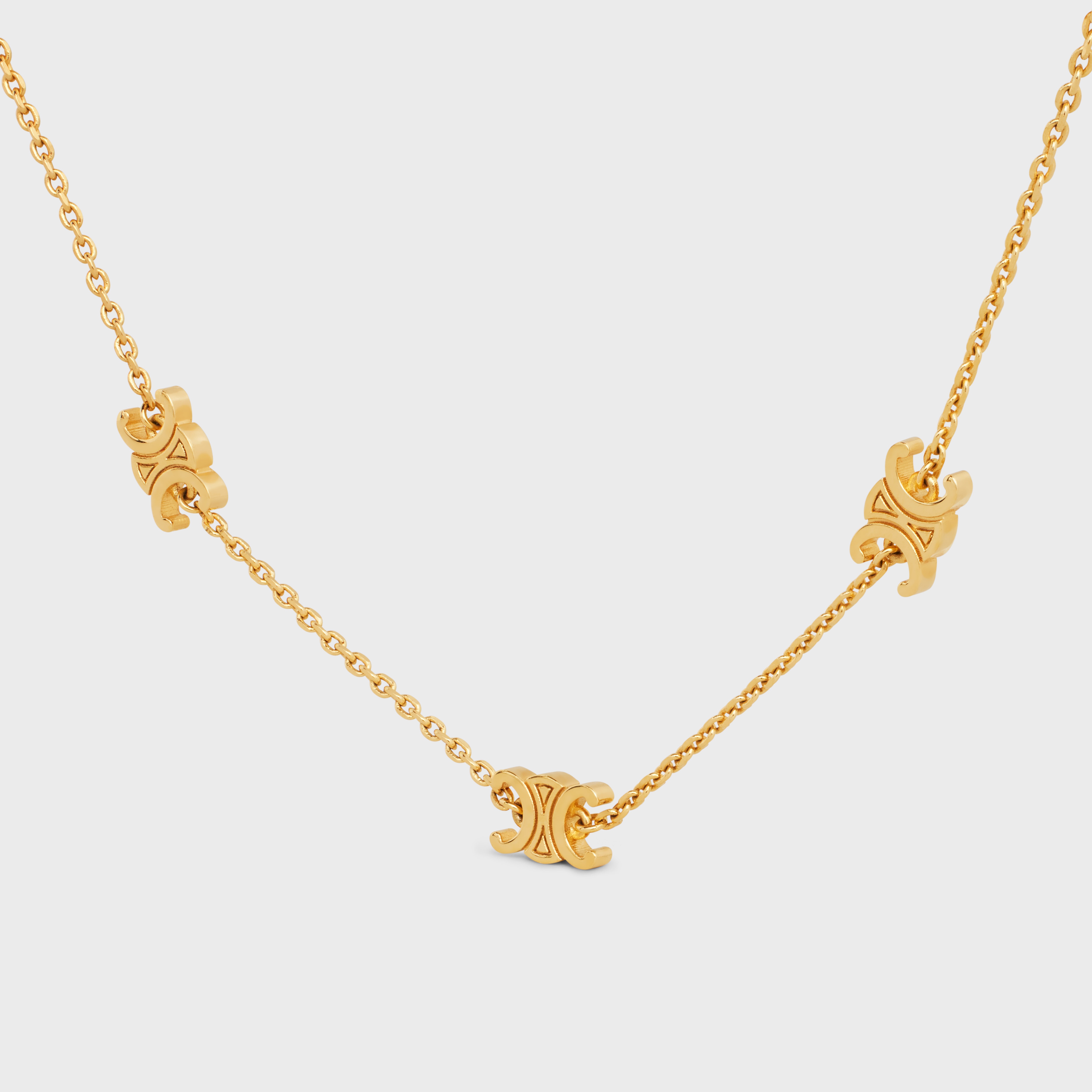 CELINE Triomphe Mini Triomphe Necklace in Brass with Gold