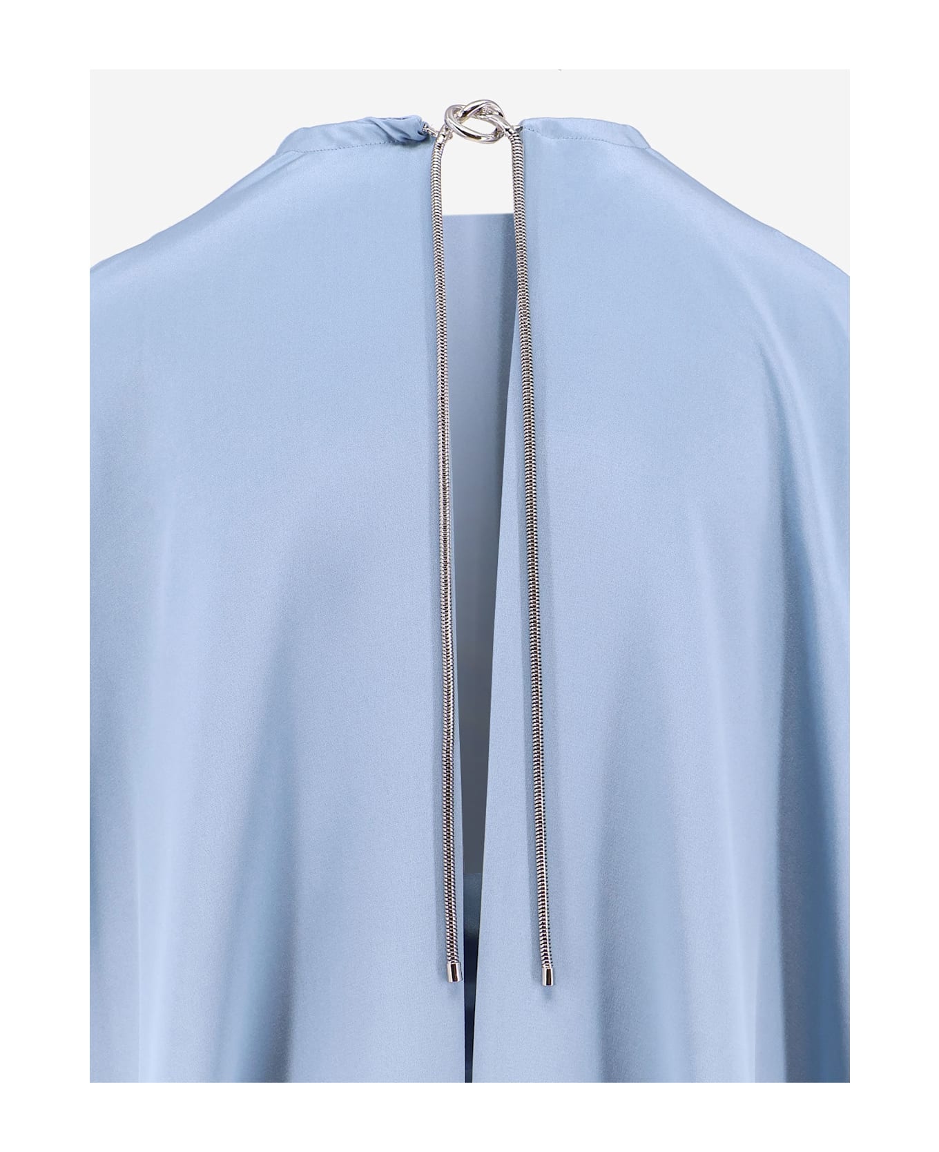 Managua Silk Long Dress With Silk Cape And Metal Detail - 3