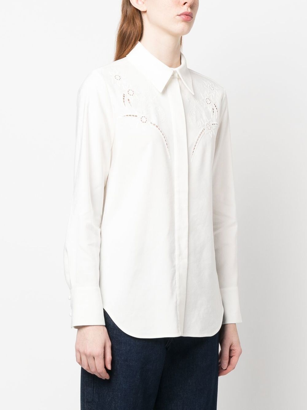 broderie-anglaise silk shirt - 3