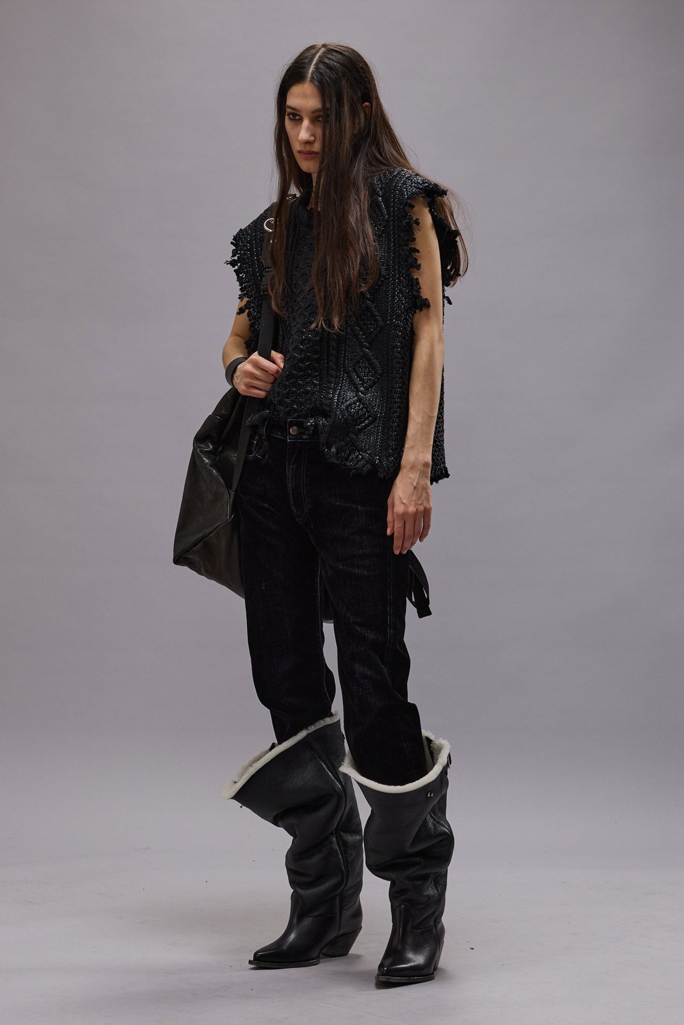 ROMEO JEAN - FLOCKED BLACK - R13 - 3