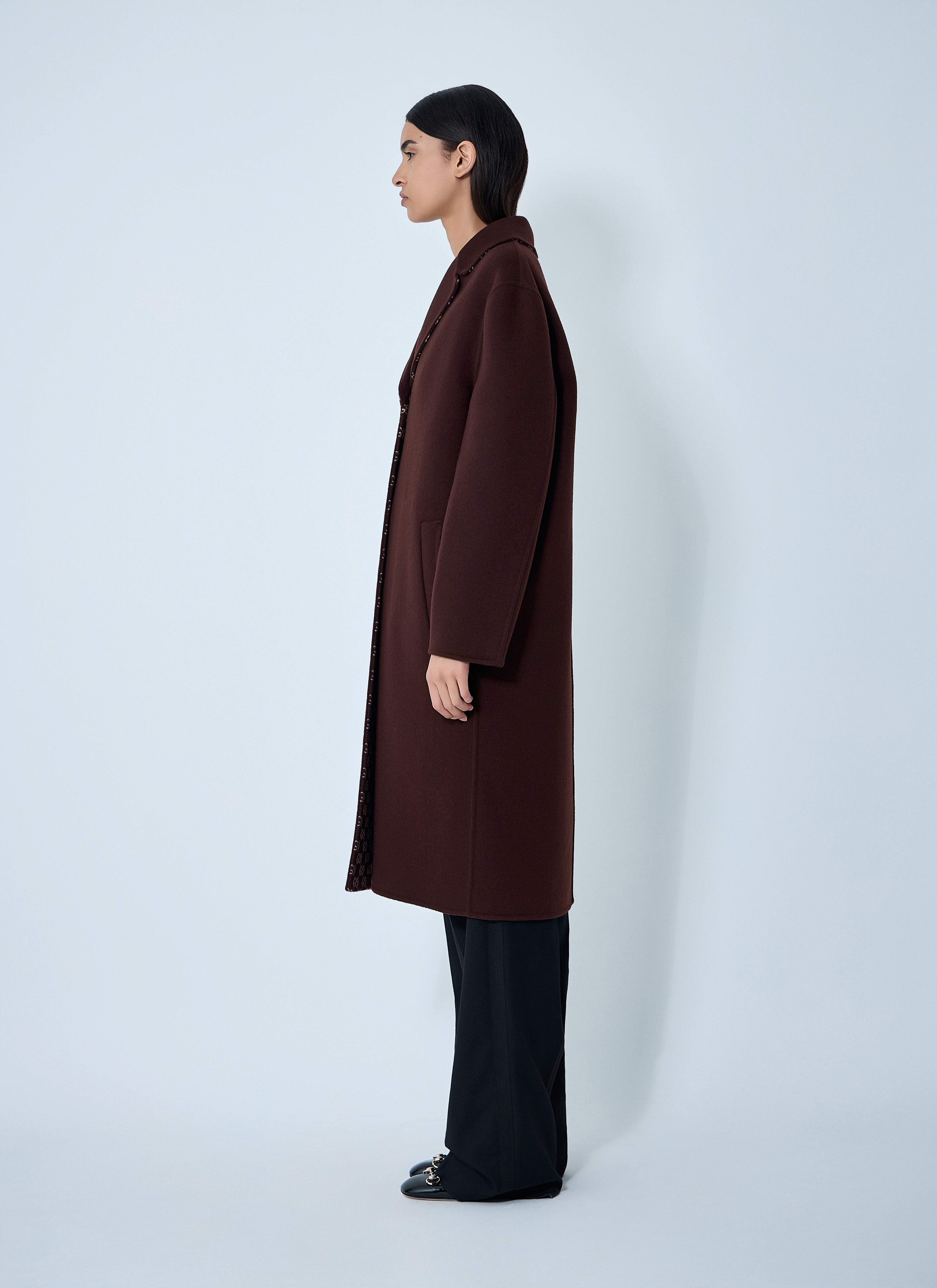 Reversible Long Wool Coat - 3
