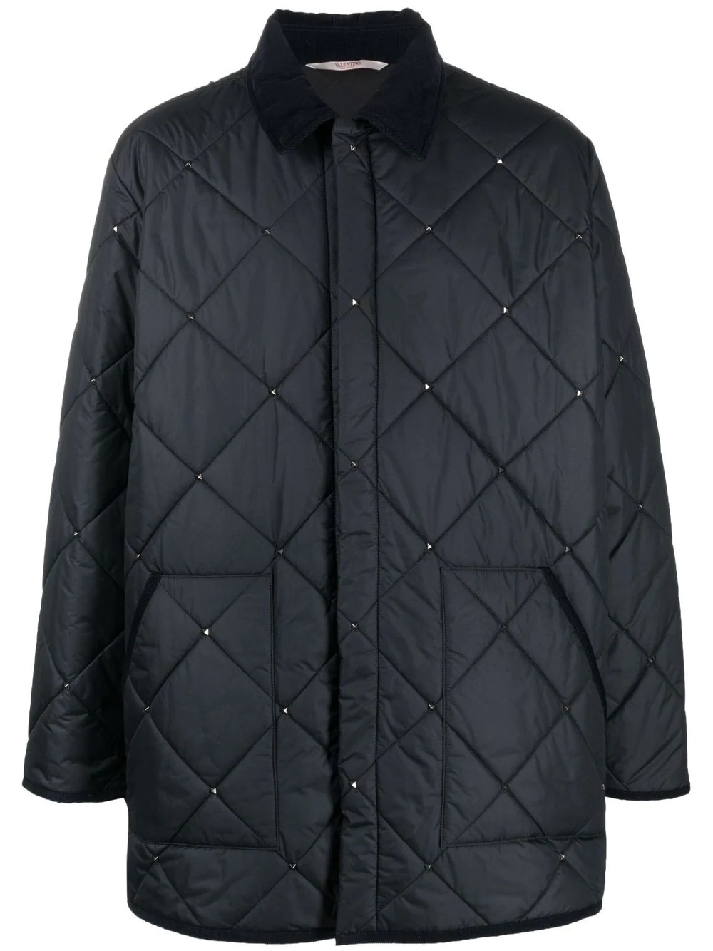 Rockstud diamond-quilted short coat - 1