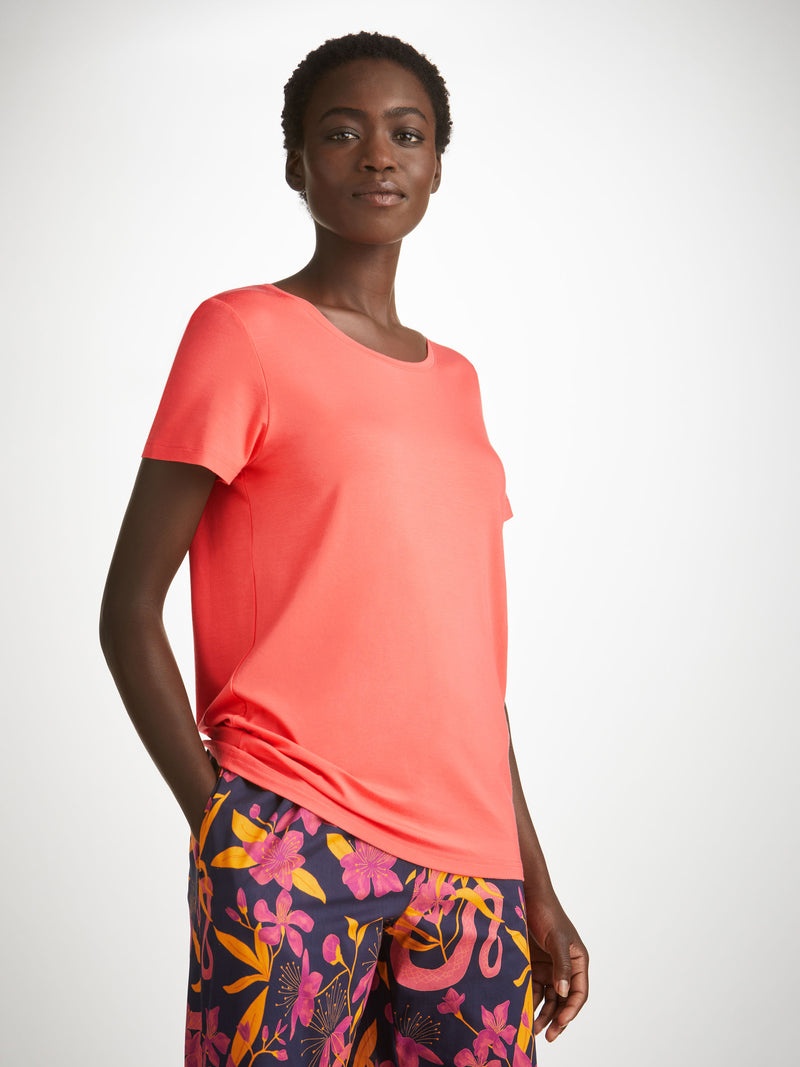 Women's T-Shirt Lara Micro Modal Stretch Coral - 2