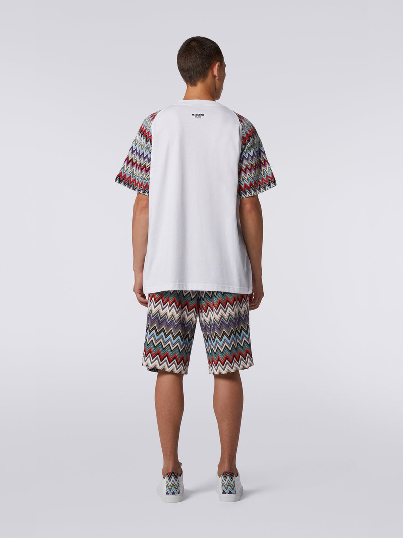 Cotton crew-neck T-shirt with knitted inserts 4