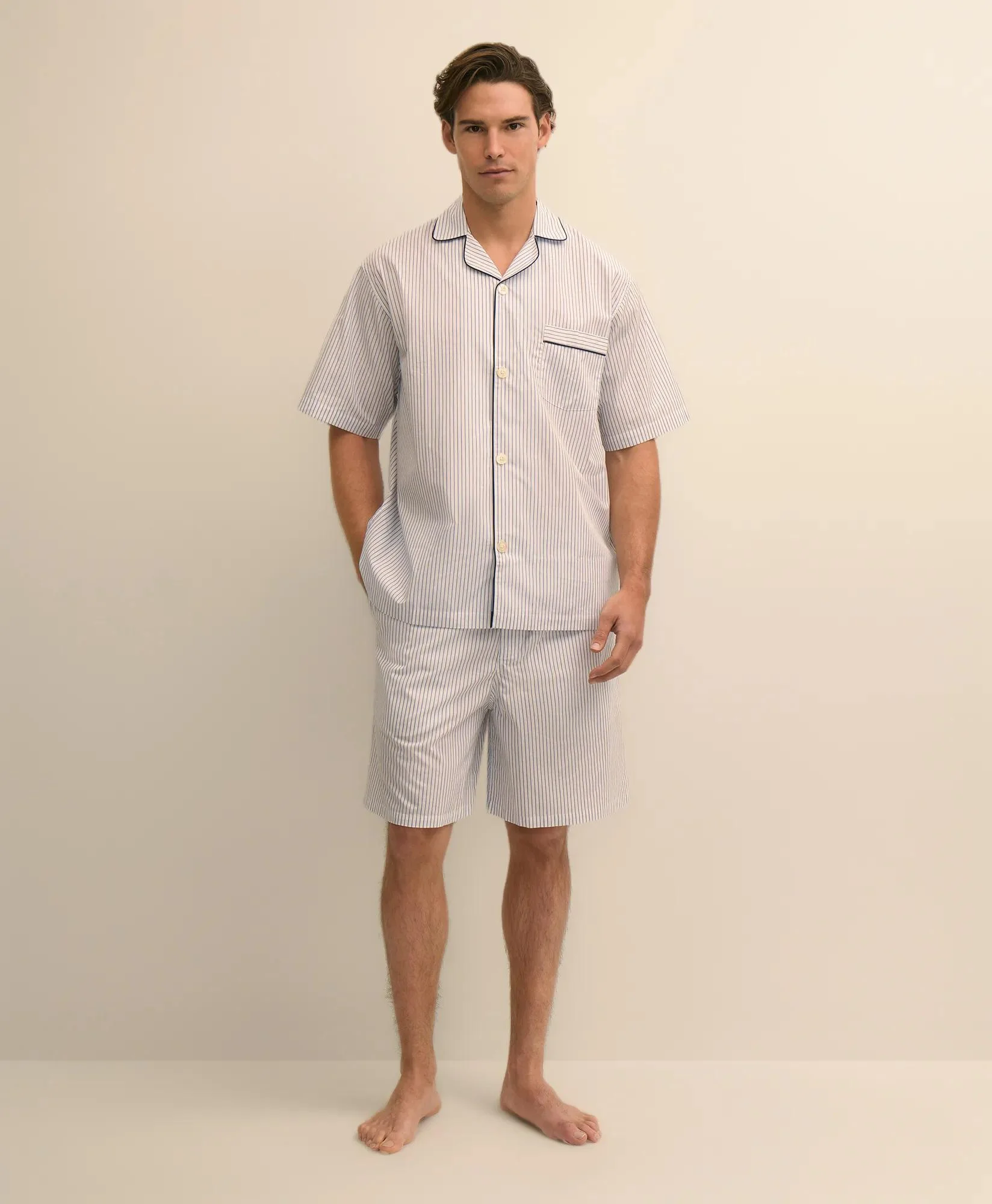 Cotton Broadcloth Stripe Short Pajamas - 1