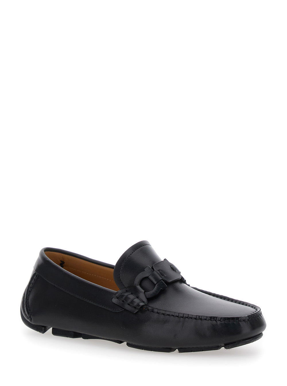 Ferragamo Men Black Loafers With Ganicini Plaque On The Front In Leather Man - 2