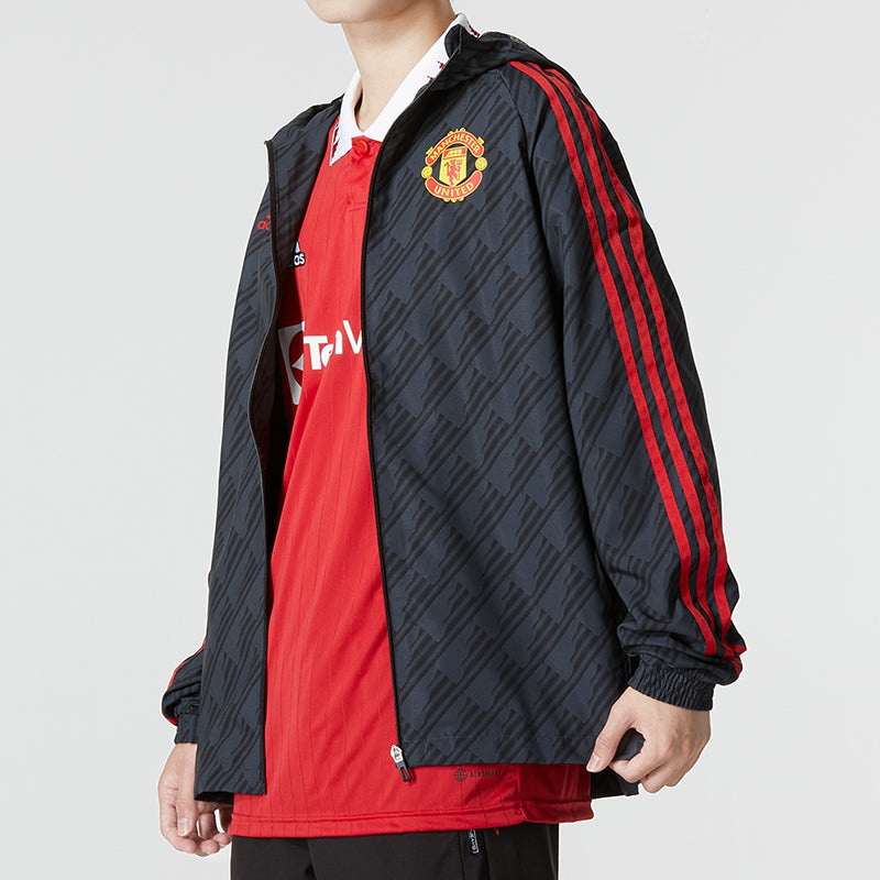 adidas Manchester United 3-Stripe DNA Windbreaker Jackets 'Black' HE6650 - 4