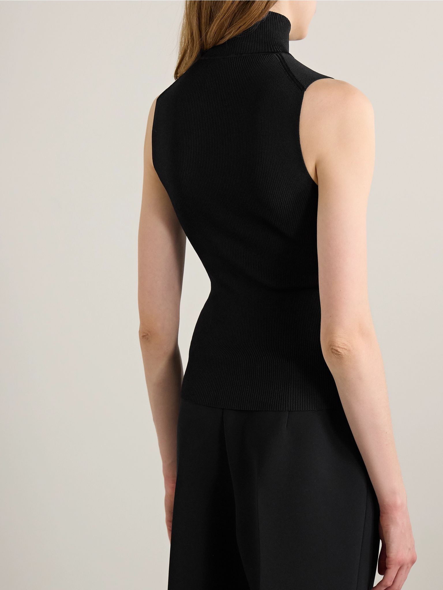 Benita ribbed-knit turtleneck top Black - 4
