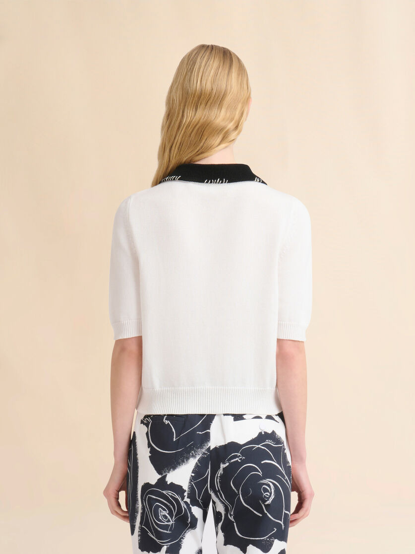 WHITE COTTON POLO SHIRT WITH MARNI SYMBOL - 3