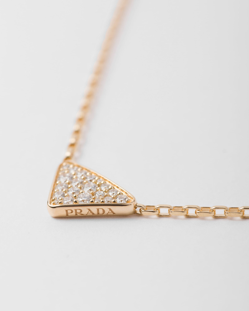 Eternal Gold micro triangle pendant necklace in yellow gold and diamonds 3