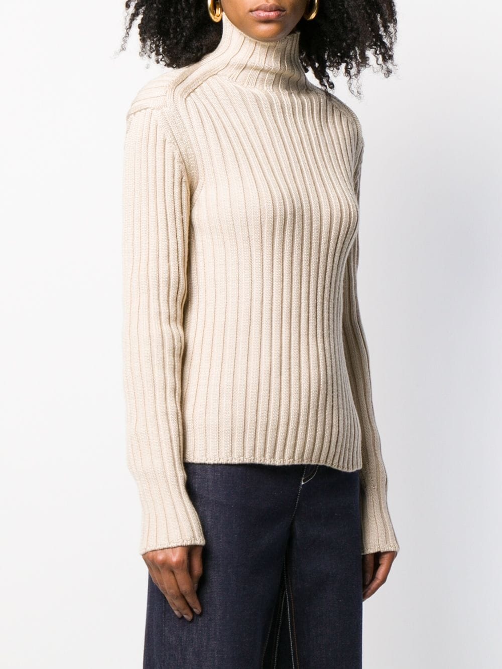 ribbed roll neck jumper - 3